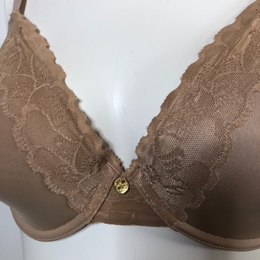 Natori Bra 34D T Shirt Refined Contour Underwired Lace Strap Brown 7313219 - Picture 2 of 13